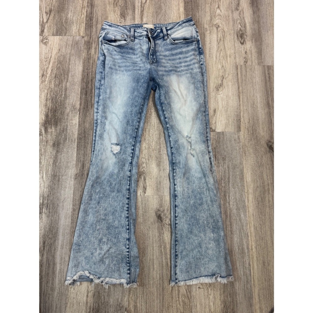 ALTAR'D STATE Womens Jeans‎ Size 13 Flare Acid Wash Distressed Frayed Hem